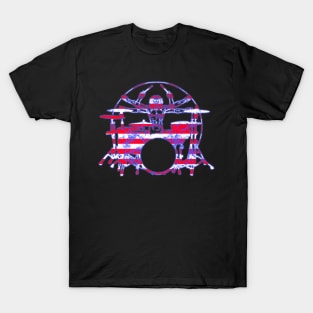 Official Davinci Drummer Patriot Vitruvian Drummer T-Shirt